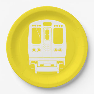 Wit Chicago "L" profiel op gele achtergrond Papieren Bordje