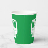 Wit Chicago "L" profiel op groene achtergrond Papieren Bekers (Rechts)
