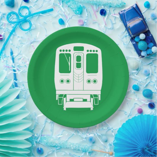 Wit Chicago "L" profiel op groene achtergrond Papieren Bordje (Feest)