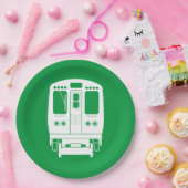 Wit Chicago "L" profiel op groene achtergrond Papieren Bordje (Feest)