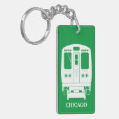 Wit Chicago "L" profiel op groene achtergrond Sleutelhanger (Voorkant Links)