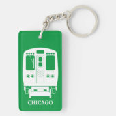 Wit Chicago "L" profiel op groene achtergrond Sleutelhanger (achterkant)