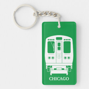 Wit Chicago "L" profiel op groene achtergrond Sleutelhanger
