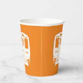 Wit Chicago "L" profiel op Oranje achtergrond Papieren Bekers (Rechts)