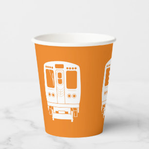 Wit Chicago "L" profiel op Oranje achtergrond Papieren Bekers