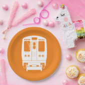 Wit Chicago "L" profiel op Oranje achtergrond Papieren Bordje (Feest)