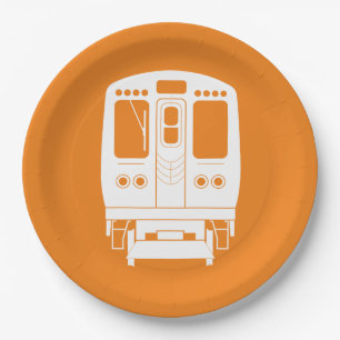 Wit Chicago "L" profiel op Oranje achtergrond Papieren Bordje