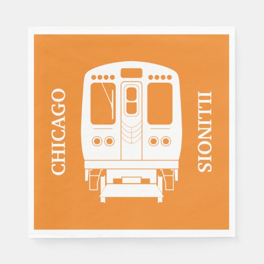 Wit Chicago "L" profiel op Oranje achtergrond Servet (Voorkant)