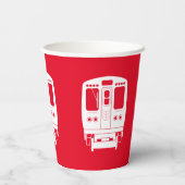 Wit Chicago "L" profiel op rode achtergrond Papieren Bekers (Achterkant)