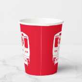 Wit Chicago "L" profiel op rode achtergrond Papieren Bekers (Rechts)