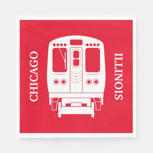 Wit Chicago "L" profiel op rode achtergrond Servet (Voorkant)