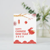 Wit-Chinees nieuwjaar 2023 Briefkaart (Staand voorkant)
