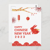 Wit-Chinees nieuwjaar 2023 Briefkaart (Voorkant / Achterkant)