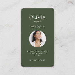 Wit / Chique Donker Sage Groen Foto Sociale QR Cod Visitekaartje