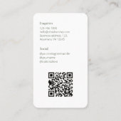 Wit / Chique Donker Sage Groen Foto Sociale QR Cod Visitekaartje (Achterkant)