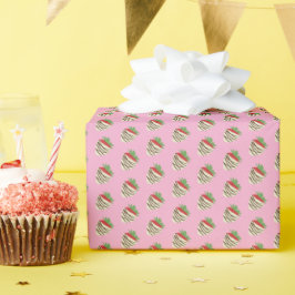 Wit chocolade bedekte aardbei cadeaupapier