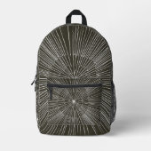 Wit cirkelvormig spaakpatroon op zwarte rugzakken (Voorkant)