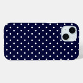 Wit classy polka dotpatroon op marineblauw Case-Mate iPhone case (Achterkant (horizontaal))