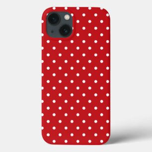 Wit classy polka stippen patroon op feestelijk roo Case-Mate iPhone case