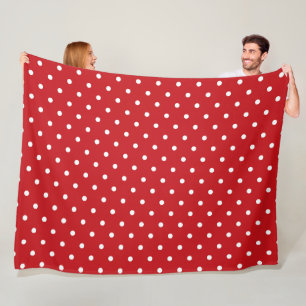 Wit classy polka stippen patroon op feestelijk roo fleece deken