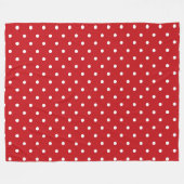 Wit classy polka stippen patroon op feestelijk roo fleece deken (Voorkant (Horizontaal))