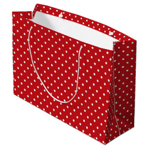 Wit classy polka stippen patroon op feestelijk roo groot cadeauzakje