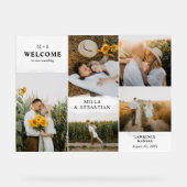 Wit Clean Modern Initialen & 5 foto's Welkom Acryl Bord (Voorkant)