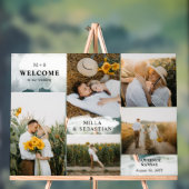 Wit Clean Modern Initialen & 5 foto's Welkom Acryl Bord (Neutraal)