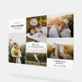 Wit Clean Modern Initialen & 5 foto's Welkom Acryl Bord (Hoek)