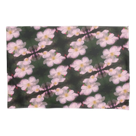 Wit Clematis Bloem Paar Abstract Bloemmotief Kussensloop (Voorkant)