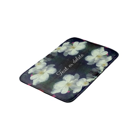 Wit Clematis Bloempaar Abstract gepersonaliseerd Badmat (Gekanteld)