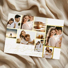 Wit Collage Multi Photo Lijst Save The Date Gold Folie Uitnodiging