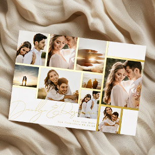 Wit Collage Multi Photo Lijst Save The Date Gold Folie Uitnodiging