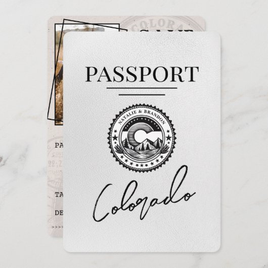 Wit Colorado Passport Save The Date (Voorkant / Achterkant)