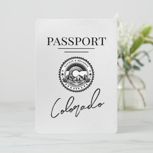 Wit Colorado Passport Save The Date (Staand voorkant)