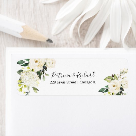Wit Crème Bloem Bruiloft Retouradres Label (Insitu)