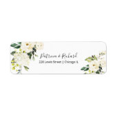 Wit Crème Bloem Bruiloft Retouradres Label (Voorkant)