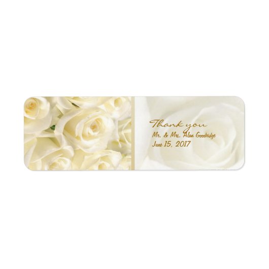 Wit - crème rozen Bruiloft Dank u Label (Voorkant)