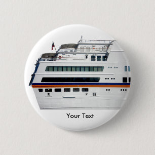 Wit cruiseschip met beschermde deklaag ronde button 5,7 cm