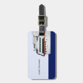 Wit cruiseschip met dekking voor dekzeilen bagagelabel (Voorkant verticaal)