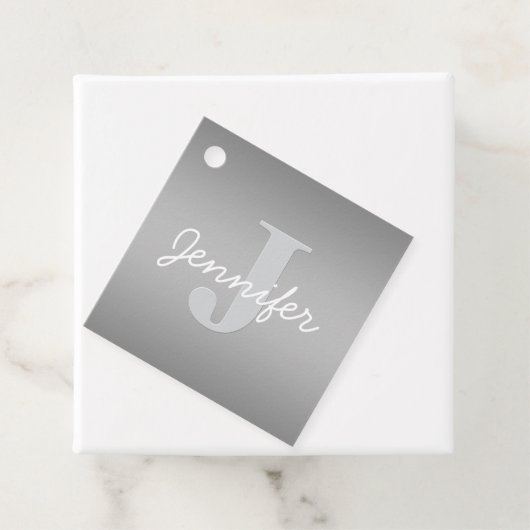 Wit Cursief & Grijs Monogram | Bewerkbare kleuren Bedankjes Labels (In situ)