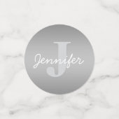 Wit Cursief & Grijs Monogram | Bewerkbare kleuren Confetti (Kleine voorkant)