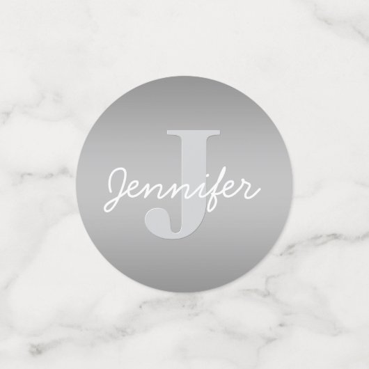 Wit Cursief & Grijs Monogram | Bewerkbare kleuren Confetti (Kleine voorkant)