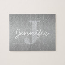 Wit Cursief & Grijs Monogram | Bewerkbare kleuren