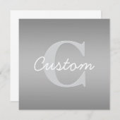 Wit Cursief & Grijs Monogram | Bewerkbare kleuren Notitiekaartje (Voorkant / Achterkant)