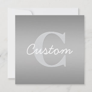 Wit Cursief & Grijs Monogram   Bewerkbare kleuren Notitiekaartje