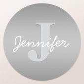 Wit Cursief & Grijs Monogram | Bewerkbare kleuren Ronde Sticker