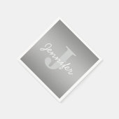 Wit Cursief & Grijs Monogram | Bewerkbare kleuren Servet (Hoek)