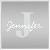 Wit Cursief & Grijs Monogram | Bewerkbare kleuren Sticker (Voorkant)