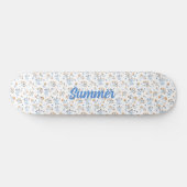 Wit Custom Trendy Wildflower Pattern Persoonlijk Skateboard (Horizontaal)